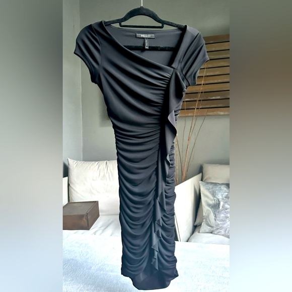 BCBGMaxAzria Dresses & Skirts - BCBG Max Azria Black Mini Dress, Size Small, Front Ruffle